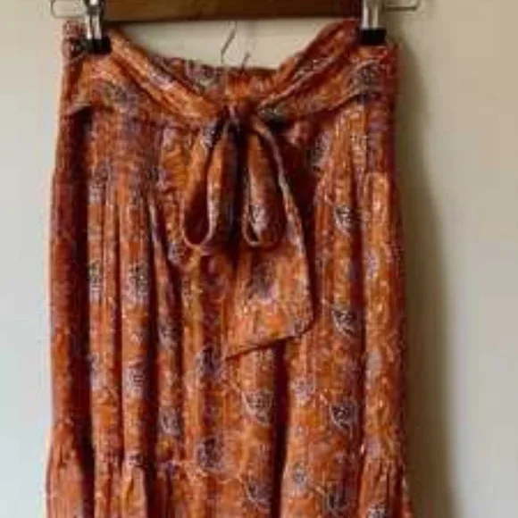 Paisley Palazzo waist Tie Lounge Pants Orange - Picture 13 of 16